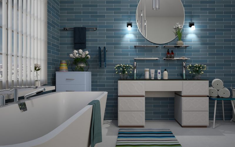 Piastrelle bagno blu