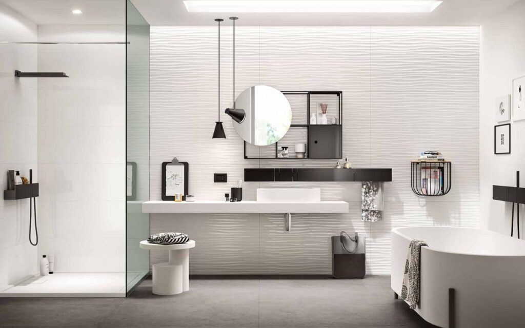 Piastrelle bagno bianche wave